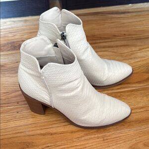 MIA faux snakeskin Cream Ankle Booties